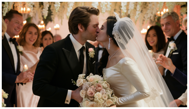Bellissima foto di matrimonio con bacio AI