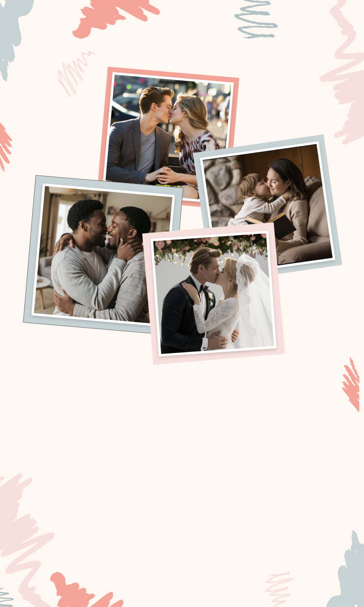 Fotomontaggi di baci con intelligenza artificiale