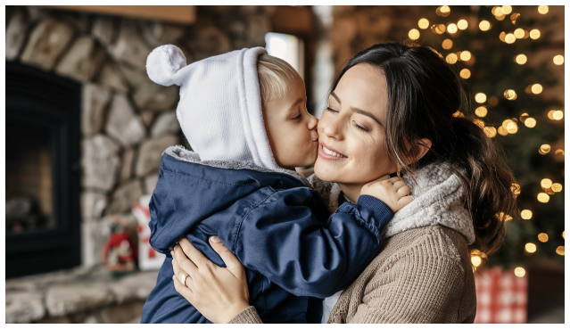 Foto toccante di bacio in famiglia generata con AI